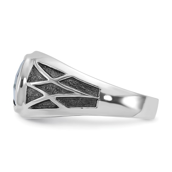 IB Goodman 14k White Gold with Black Rhodium Mens Square Lab Created Sapphire Complete Ring