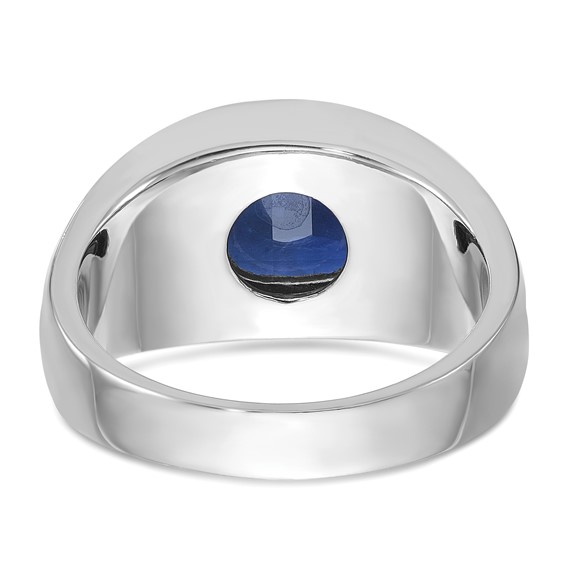 IB Goodman 14k White Gold with Black Rhodium Mens Square Lab Created Sapphire Complete Ring
