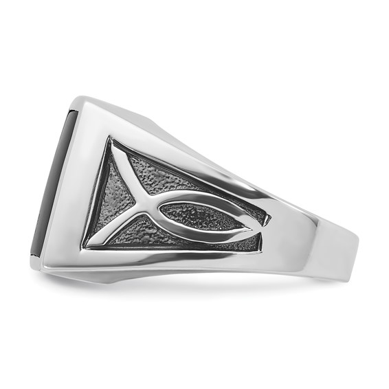 IB Goodman 14k White Gold with Black Rhodium Mens Rectangle Onyx Complete Ring