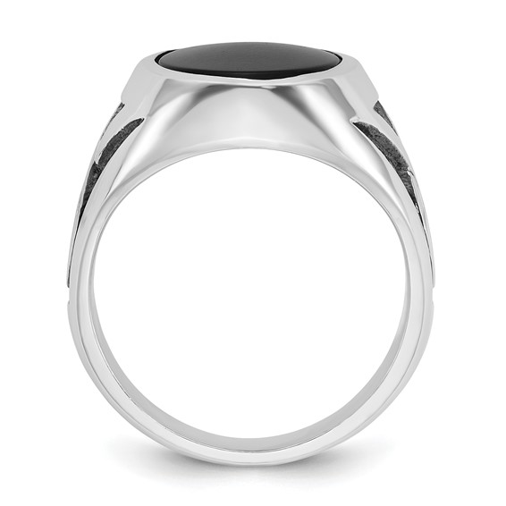 IB Goodman 14k White Gold with Black Rhodium Mens Oval Onyx Complete Ring