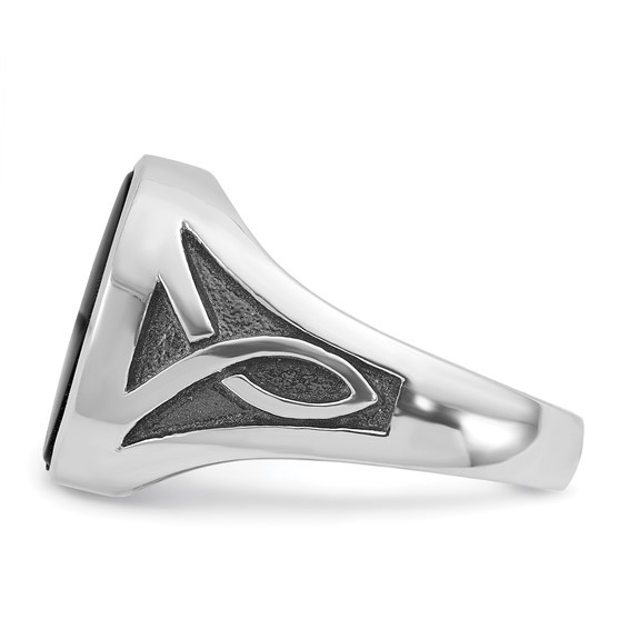 IB Goodman 14k White Gold with Black Rhodium Mens Oval Onyx Complete Ring