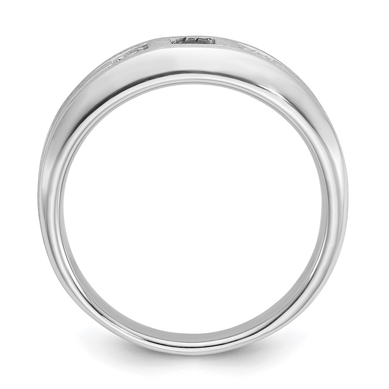 IBGoodman 14k White Gold 1/15 carat Lab Grown Diamond VS/SI+ G+ and Lab Created Blue Sapphire Complete Men's Ring
