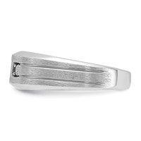IBGoodman 14K White Gold 0.07 Carat Lab Grown Diamond VS SI+ G+ and Lab Created Blue Sapphire Complete Men's Ring view 3
