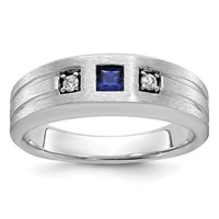 IBGoodman 14K White Gold Center Channel Set and Prong Side Set Men's Ring Mounting view 1
