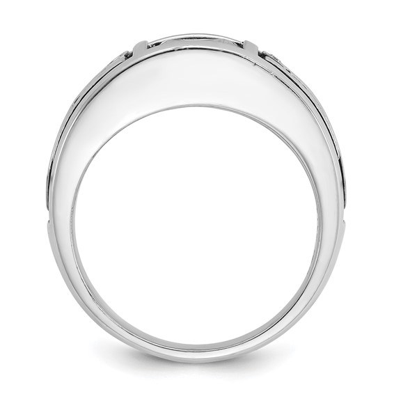 IB Goodman 14k White Gold with Black Rhodium Mens Square Onyx and Diamond Complete Ring