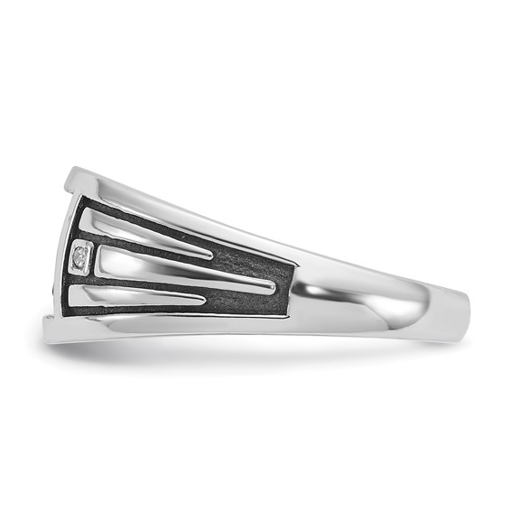 IB Goodman 14k White Gold with Black Rhodium Mens Square Onyx and Diamond Complete Ring