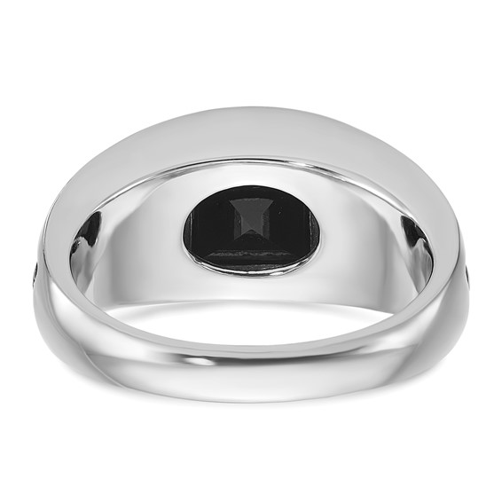 IB Goodman 14k White Gold with Black Rhodium Mens Square Onyx and Diamond Complete Ring