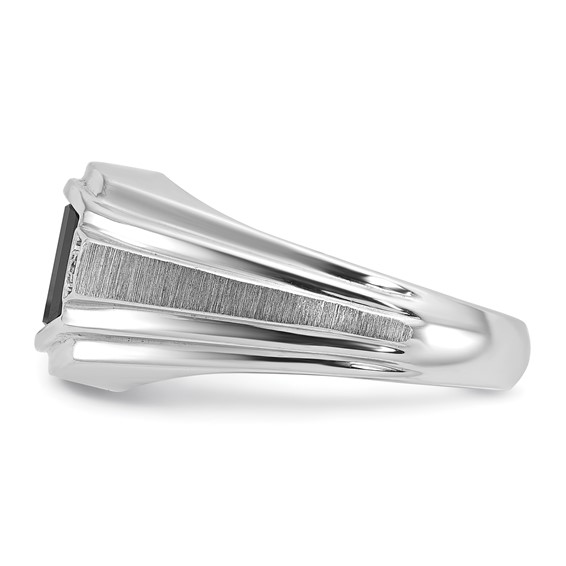 IB Goodman 14k White Gold Mens Satin Barrel Onyx and Diamond Complete Ring