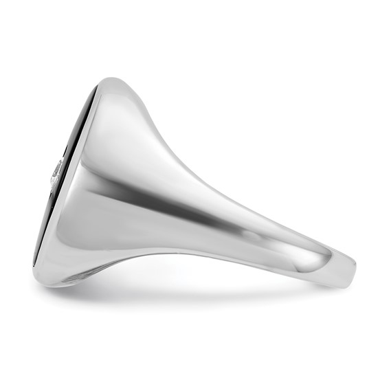 IB Goodman 14k White Gold Mens Oval Onyx and 1/10 carat Diamond Complete Ring