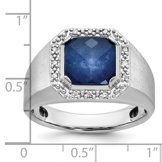 Sterling Silver Sapphire RING WITH DIAMOND ACCENTS