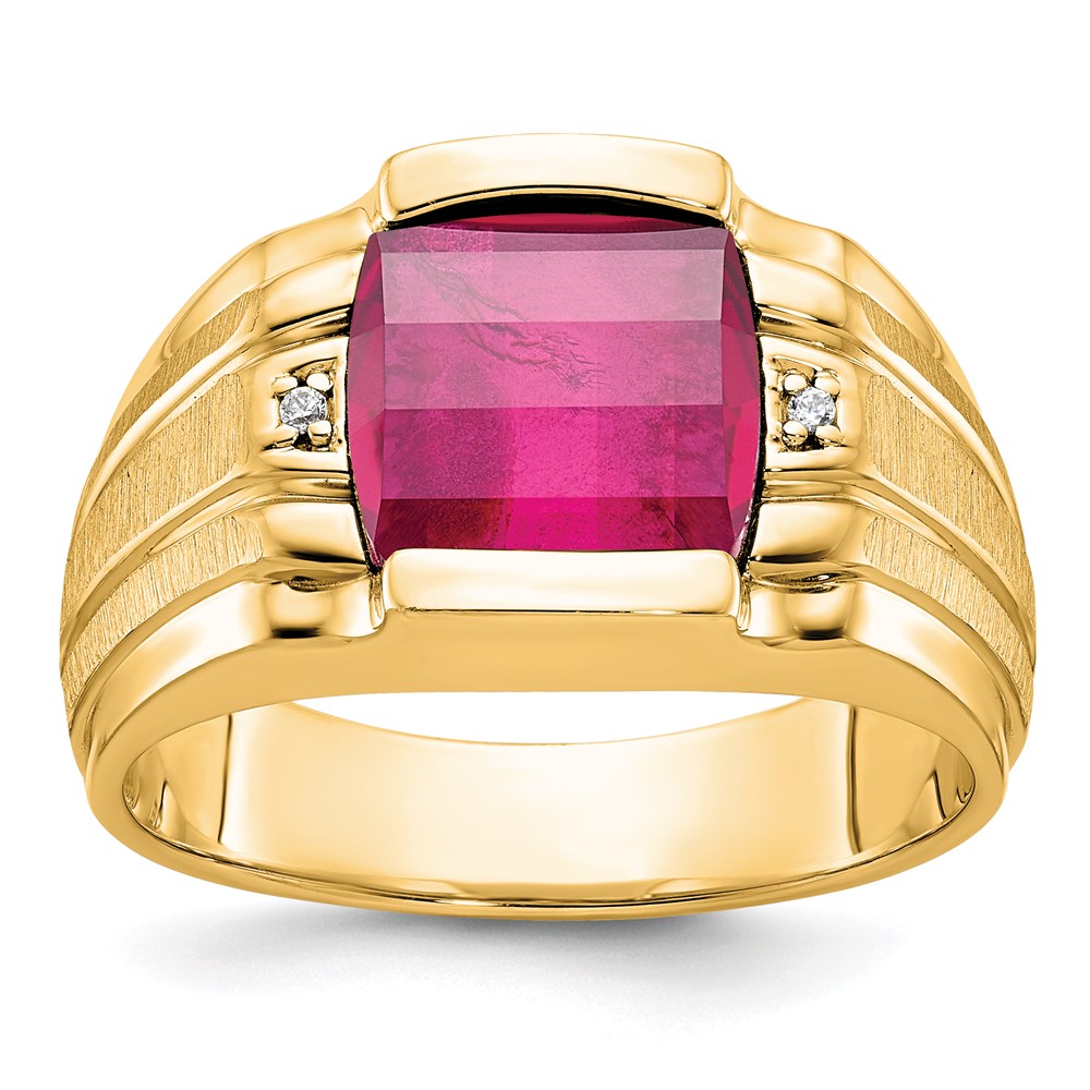 10k IBGoodman Men's Satin Cr. Ruby and Diamond Complete Ring (B84685-0YCR/A)