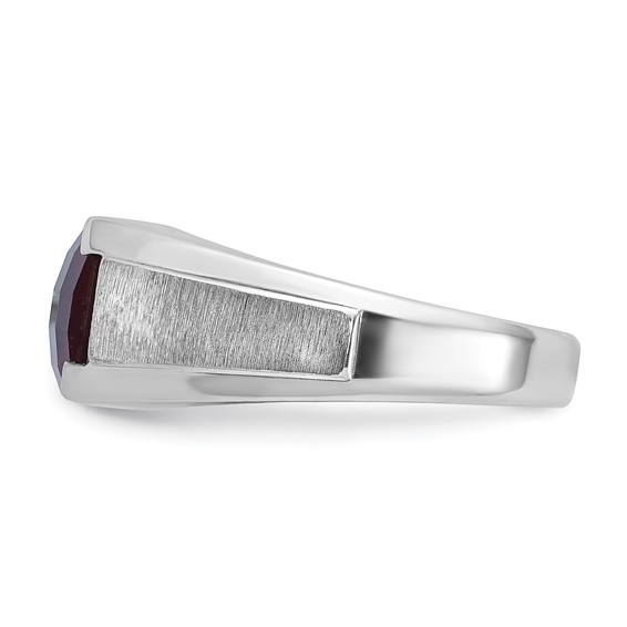 IB Goodman 14k White Gold Mens Cushion Lab Created Garnet and 1/20 carat Diamond Complete Ring