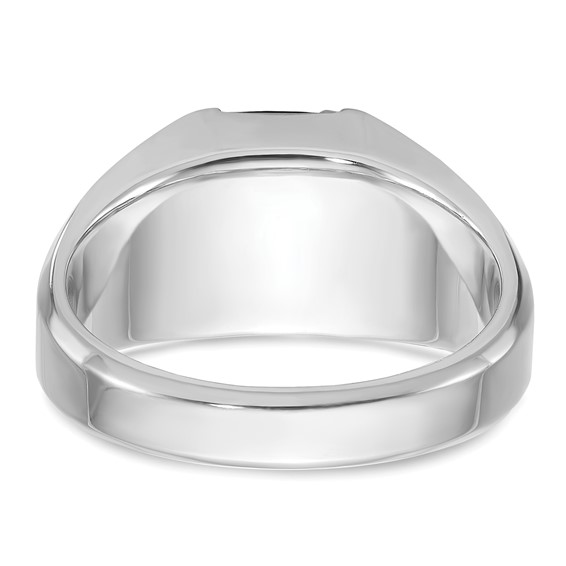 IB Goodman 14k White Gold Mens Cushion Lab Created Sapphire and 1/20 carat Diamond Complete Ring