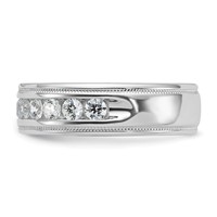 IBGoodman 14K White Gold 1 Carat Lab Grown Diamond VS SI+ G+ Complete Polished and Miligrain Eleven Stone Men's Ring view 3