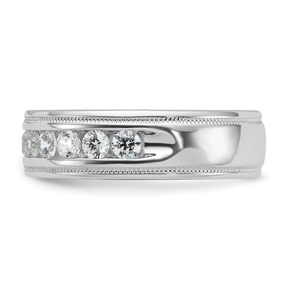 IBGoodman 14k White Gold 1 carat Lab Grown Diamond VS/SI+ G+ Complete Polished and Miligrain Eleven Stone Men's Ring