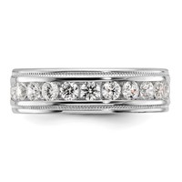 IBGoodman 14K White Gold 1 Carat Lab Grown Diamond VS SI+ G+ Complete Polished and Miligrain Eleven Stone Men's Ring view 4