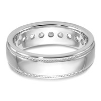 IBGoodman 14K White Gold 1 Carat Lab Grown Diamond VS SI+ G+ Complete Polished and Miligrain Eleven Stone Men's Ring view 5