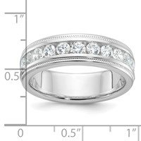 IBGoodman 14K White Gold Polished and Miligrain Eleven Stone Men's Ring Mounting view 3