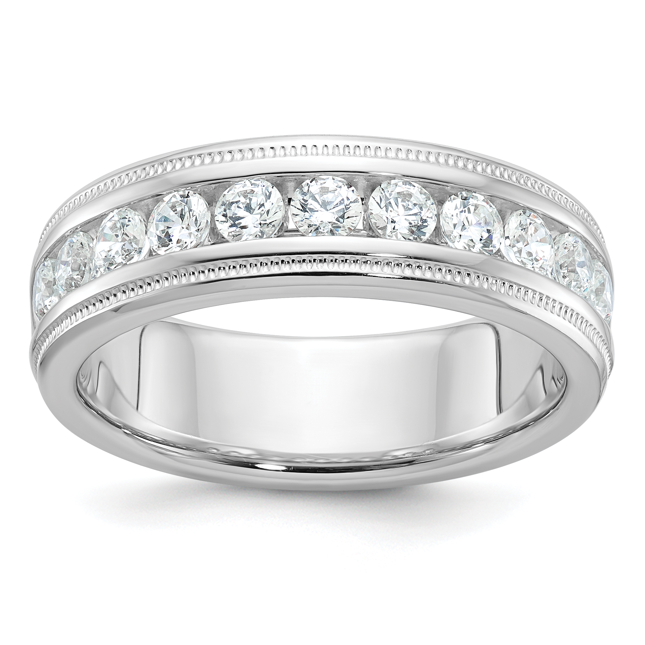 IBGoodman 14k White Gold 1 carat Lab Grown Diamond VS/SI+ G+ Complete Polished and Miligrain Eleven Stone Men's Ring (B90524-4WLG)