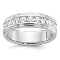 IBGoodman 14K White Gold Polished and Miligrain Eleven Stone Men's Ring Mounting view 1