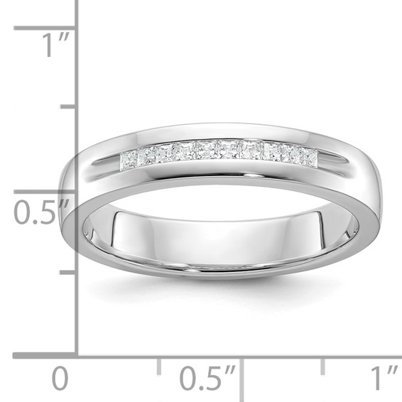 IBGoodman 14k White Gold Men's Polished and Grooved Square 10-Stone 1/4 Carat AA Quality Diamond Ring