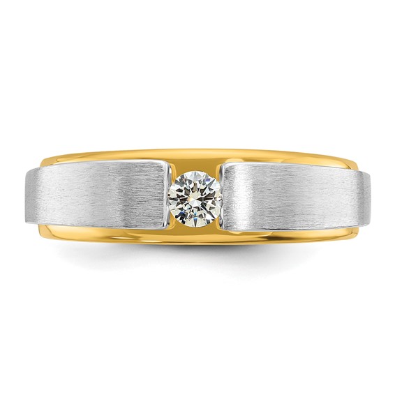 IBGoodman 14k Two-tone 1/15 carat Lab Grown Diamond VS/SI+ G+ Complete Polished and Satin Men's Band