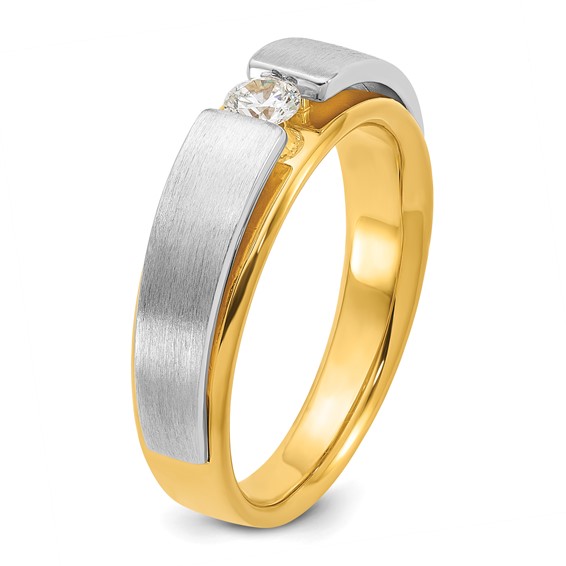IBGoodman 14k Two-tone 1/15 carat Lab Grown Diamond VS/SI+ G+ Complete Polished and Satin Men's Band