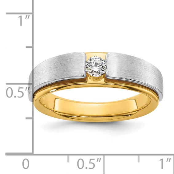 IBGoodman 14k Two-tone 1/15 carat Lab Grown Diamond VS/SI+ G+ Complete Polished and Satin Men's Band