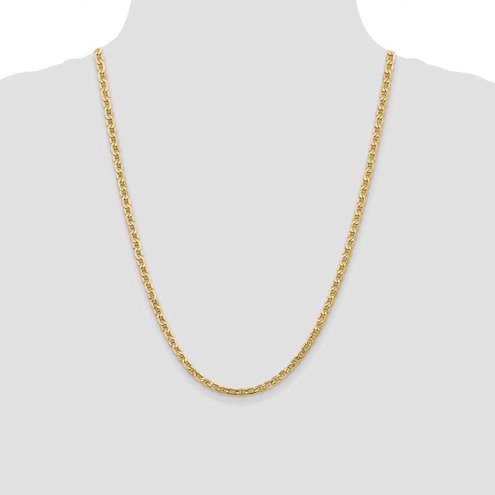 14K 24 inch 4mm Semi-Solid Anchor with Lobster Clasp Chain (BC100-24)