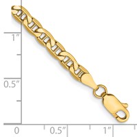 14K 7 Inch 4mm Semi-Solid Anchor with Lobster Clasp Bracelet view 2