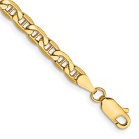 14K 7 Inch 4mm Semi-Solid Anchor with Lobster Clasp Bracelet view 1