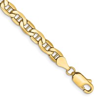 14K 4.75mm Yellow Gold Semi-Solid Anchor Bracelet with Lobster Clasp - 7in view 1