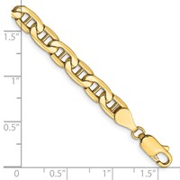 14K 5.5mm Yellow Gold Semi-Solid Anchor Bracelet with Lobster Clasp - 7in view 2