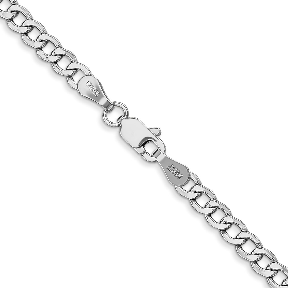14K White Gold 18 inch 3.35mm Semi-Solid Curb with Lobster Clasp Chain (BC103-18)