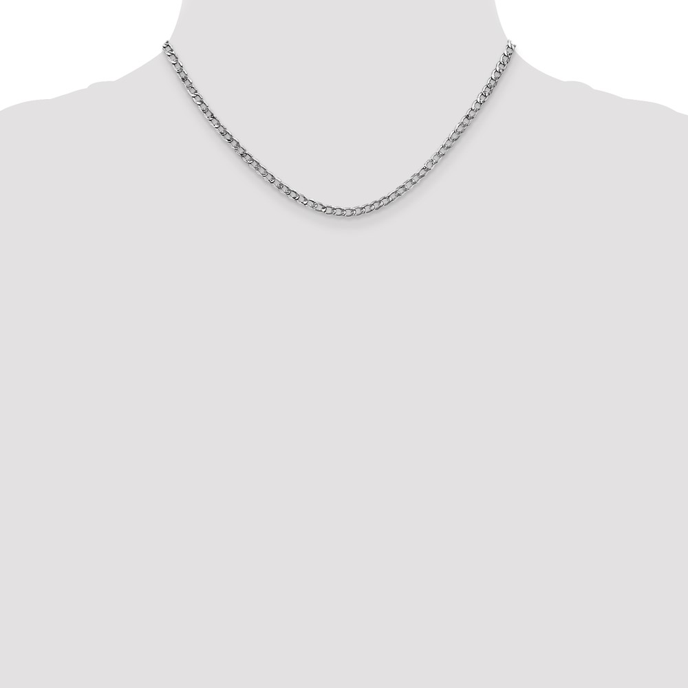 14K White Gold 16 inch 3.35mm Semi-Solid Curb with Lobster Clasp Chain (BC103-16)
