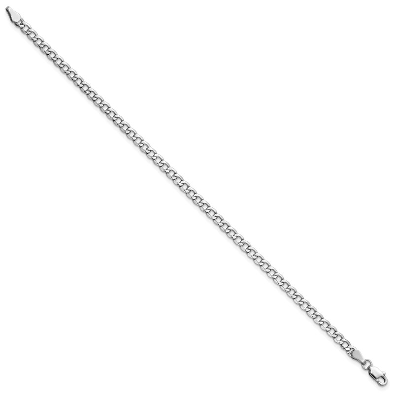 14K White Gold 8 inch 3.35mm Semi-Solid Curb with Lobster Clasp Bracelet