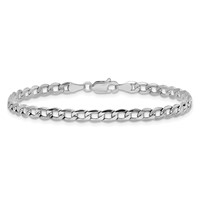 14K White Gold 3.35mm Semi-Solid Curb Bracelet with Lobster Clasp, 7" view 4