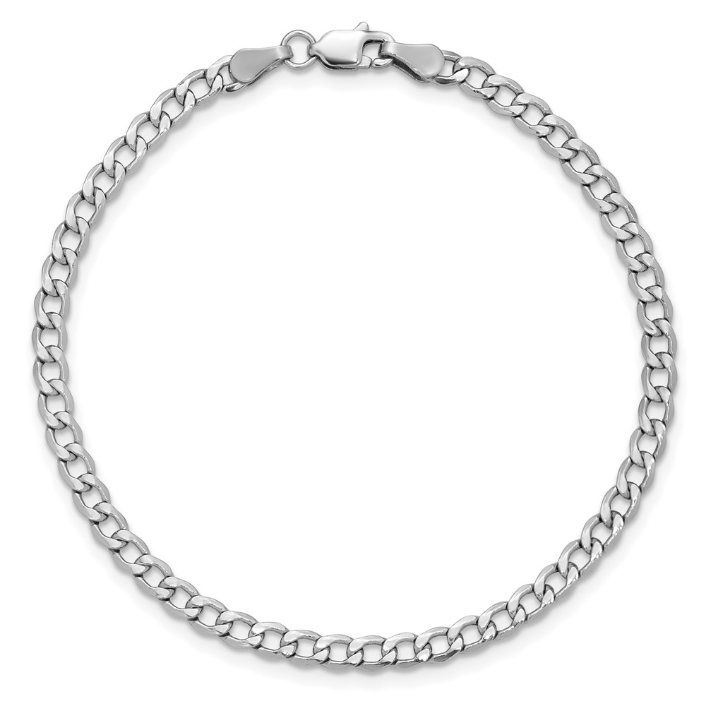 14K White Gold 10 inch 3.35mm Semi-Solid Curb with Lobster Clasp Anklet (BC103-10)