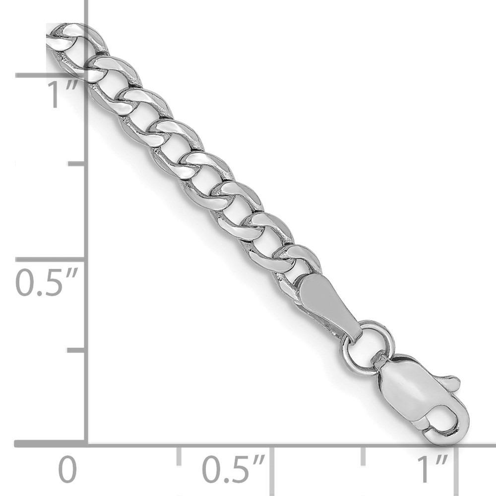 14K White Gold 10 inch 3.35mm Semi-Solid Curb with Lobster Clasp Anklet (BC103-10)