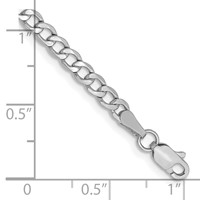 14K White Gold 3.35mm Semi-Solid Curb Bracelet with Lobster Clasp, 7" view 3