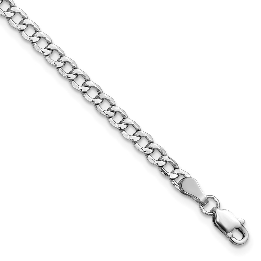 14K White Gold 9 inch 3.35mm Semi-Solid Curb with Lobster Clasp Anklet (BC103-9)