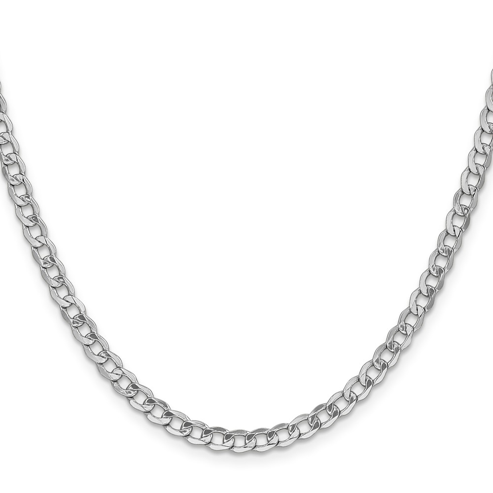 14K White Gold 26 inch 4.3mm Semi-Solid Curb with Lobster Clasp Chain (BC104-26)