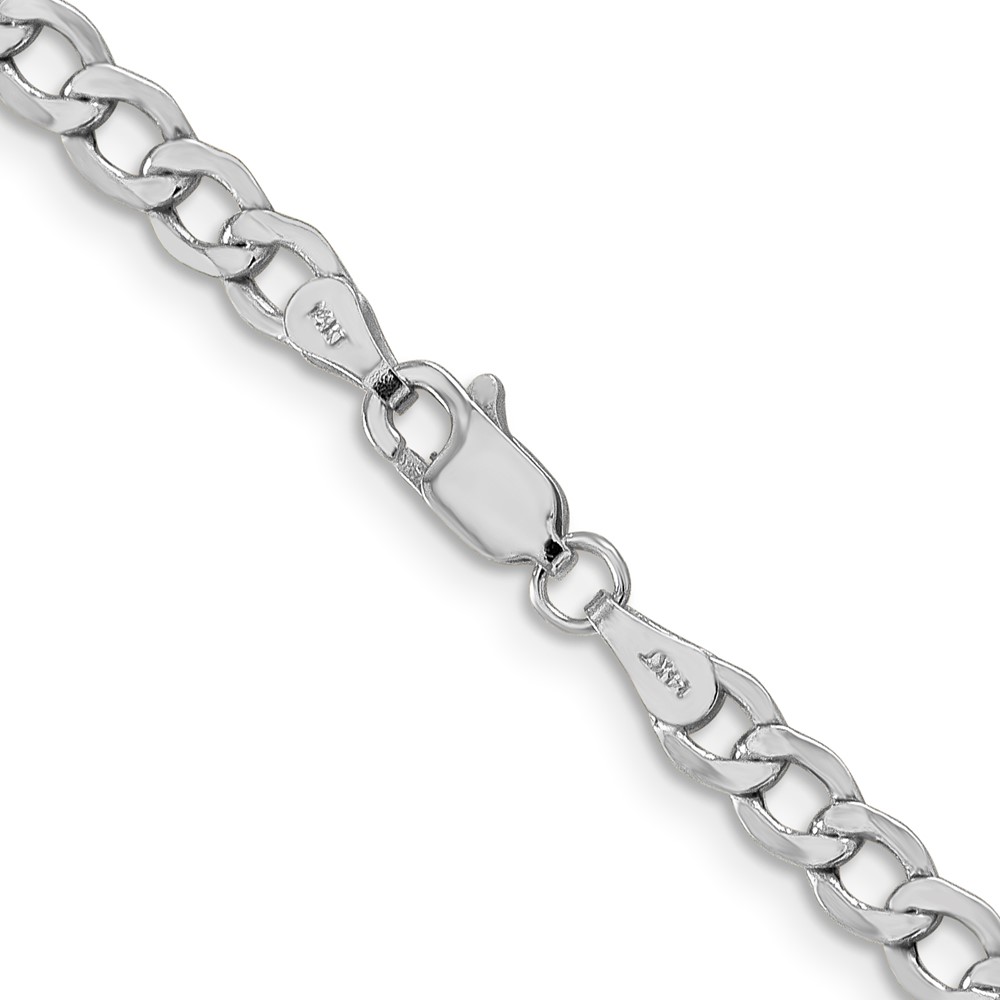 14K White Gold 26 inch 4.3mm Semi-Solid Curb with Lobster Clasp Chain (BC104-26)