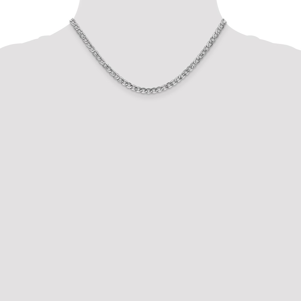 14K White Gold 16 inch 4.3mm Semi-Solid Curb with Lobster Clasp Chain (BC104-16)