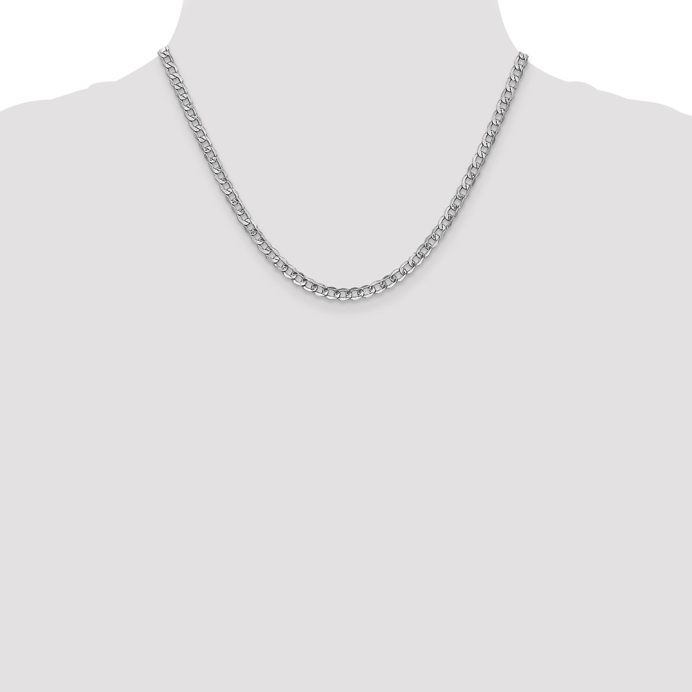 14K White Gold 18 inch 4.3mm Semi-Solid Curb with Lobster Clasp Chain (BC104-18)