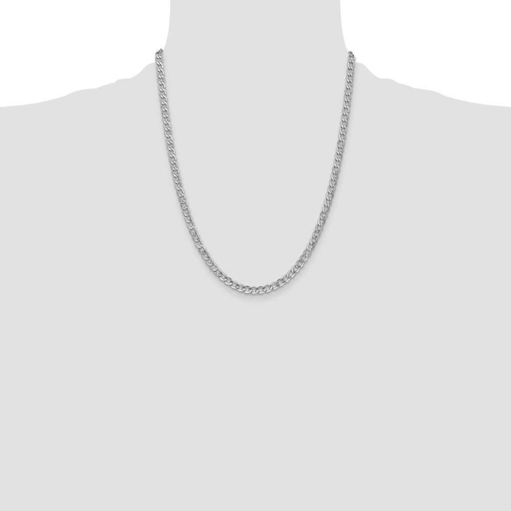 14K White Gold 22 inch 4.3mm Semi-Solid Curb with Lobster Clasp Chain (BC104-22)
