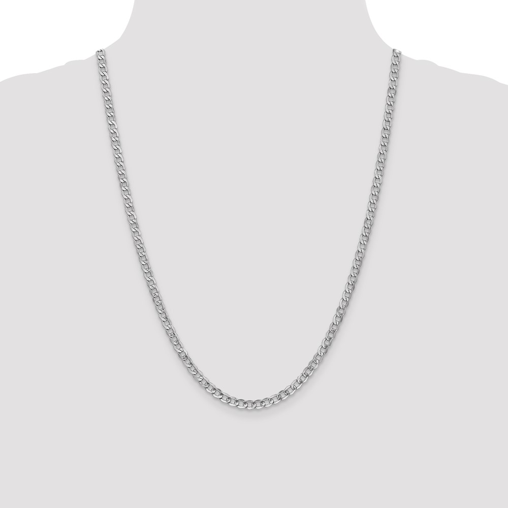 14K White Gold 24 inch 4.3mm Semi-Solid Curb with Lobster Clasp Chain (BC104-24)
