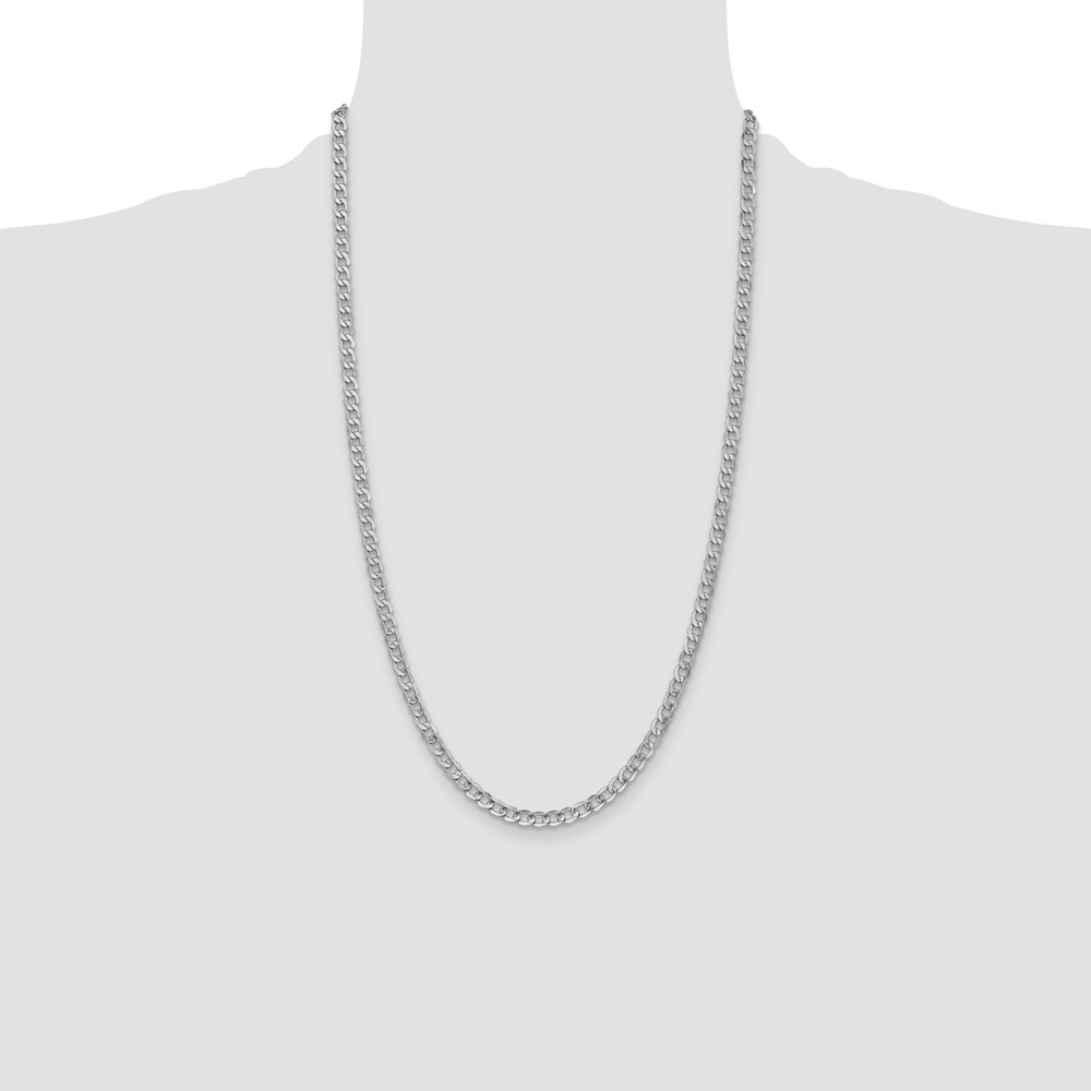 14K White Gold 26 inch 4.3mm Semi-Solid Curb with Lobster Clasp Chain (BC104-26)