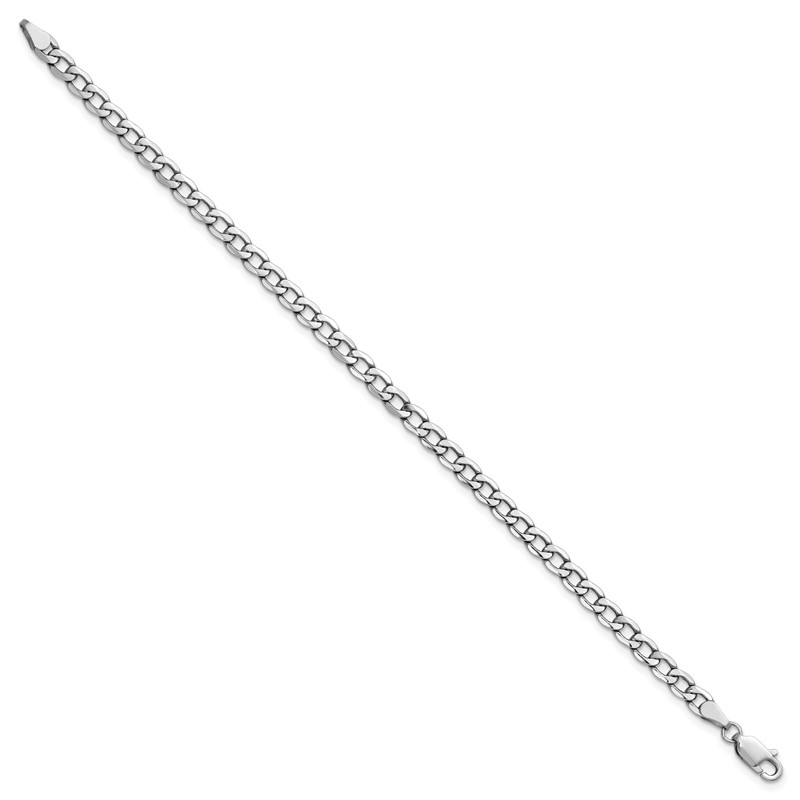 14K White Gold 8 inch 4.3mm Semi-Solid Curb with Lobster Clasp Bracelet
