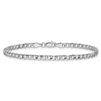 14K White Gold 4.3mm Semi-Solid Curb Bracelet with Lobster Clasp, 7" view 4